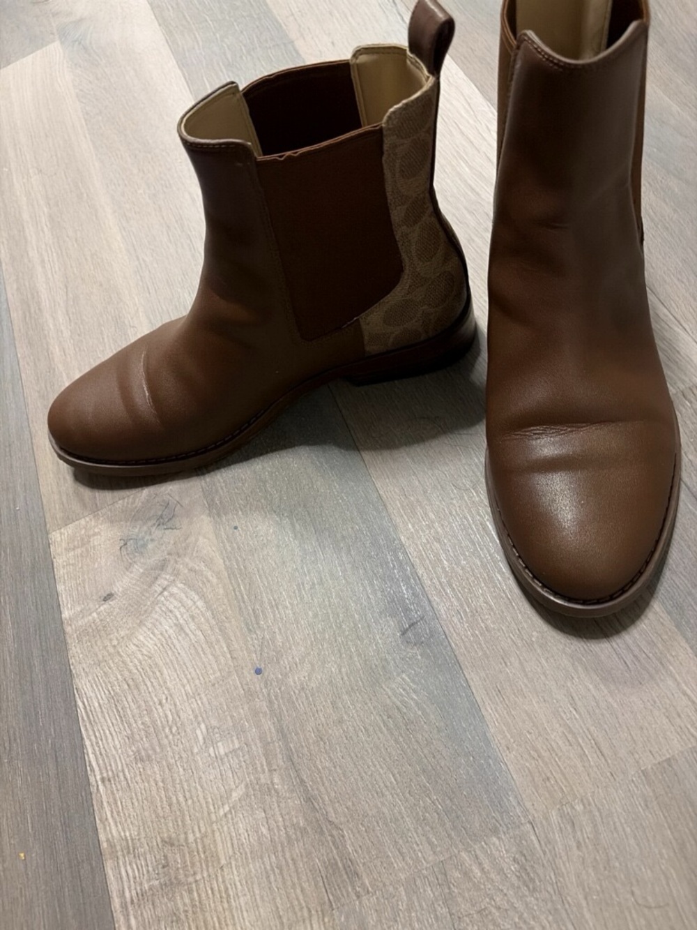 Coach Brown Leather Chelsea Rain Boots